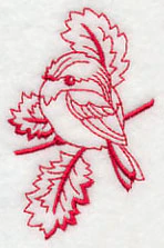 Northwoods Chickadee (Redwork) - Image 3