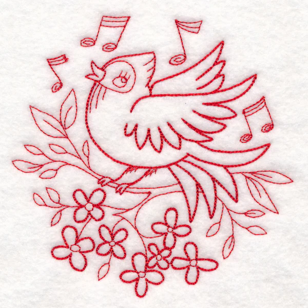 Nostalgic Nature - Songbird (Redwork) - Image 4