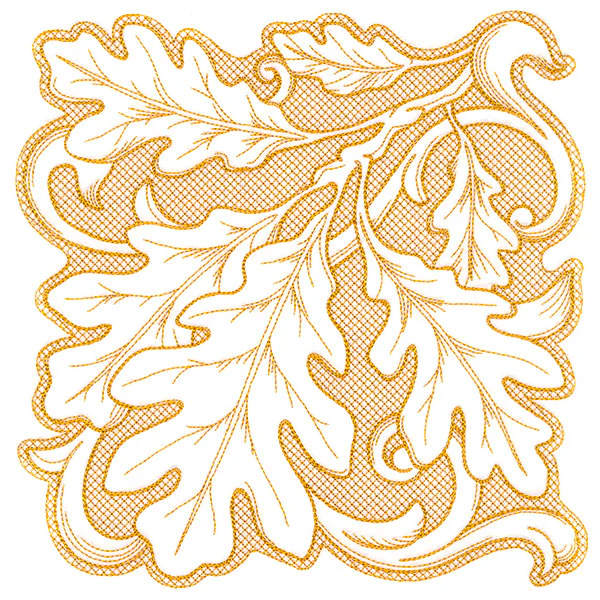 Oak Leaves in Autumn Square (Trapunto)