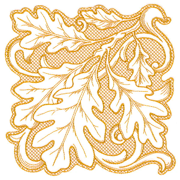 Oak Leaves in Autumn Square (Trapunto) - Image 3