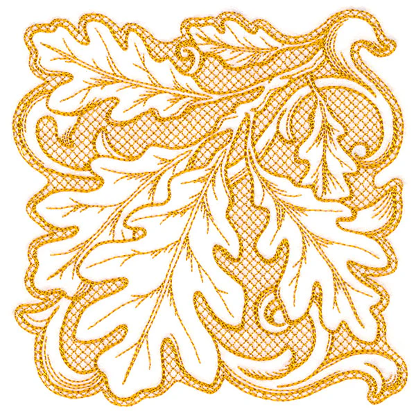 Oak Leaves in Autumn Square (Trapunto) - Image 4