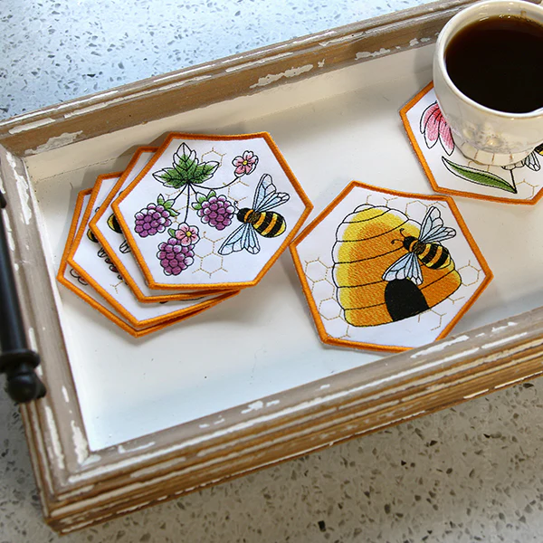 Oh Honey Bee & Blackberries Coaster (In-the-Hoop) - Image 9