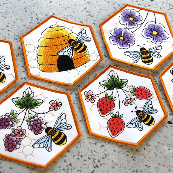 Oh Honey Bee & Hive Coaster (In-the-Hoop) - Image 8
