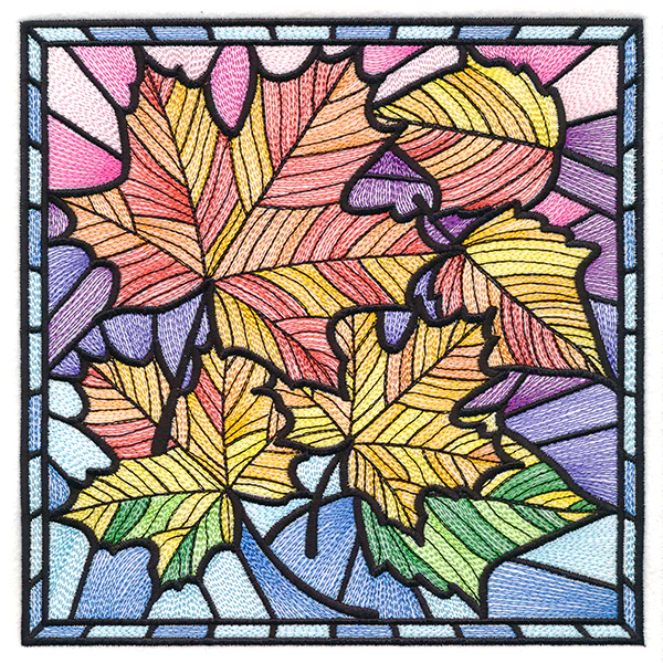 Ombre Autumn Leaves Stained Glass Square - Image 6