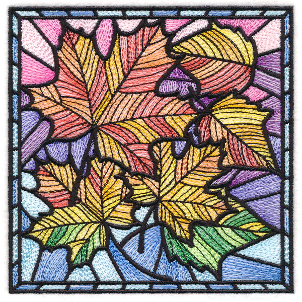 Ombre Autumn Leaves Stained Glass Square - Image 7