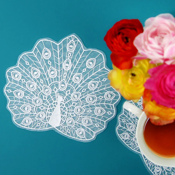 Opulent Peacock Doily (Organza) - Image 2