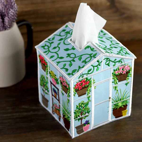 Out in the Greenhouse Tissue Box (In-the-Hoop)