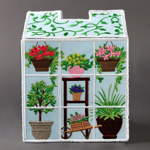 Out in the Greenhouse Tissue Box (In-the-Hoop) - Image 5