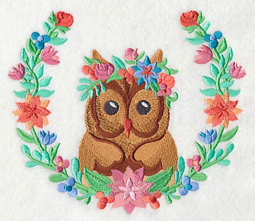 Owl with Floral Laurel - Image 2
