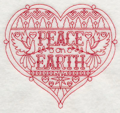 Peace Christmas Heart (Redwork) - Image 3
