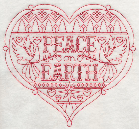 Peace Christmas Heart (Redwork) - Image 4