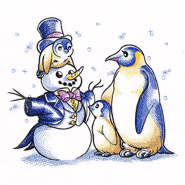 Penguins and Snowman Scene - Image 2