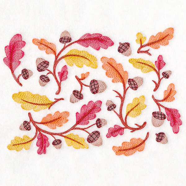 Perfectly Repeatable Autumn Acorns and Leaves - Image 3