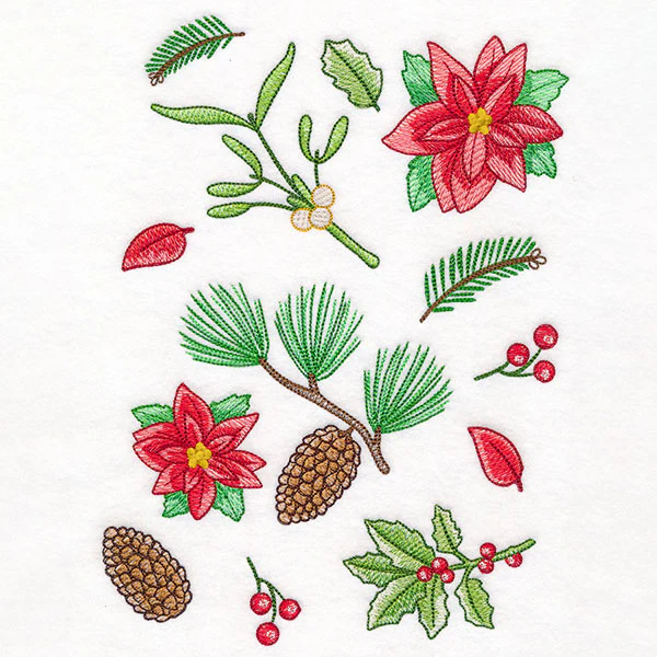Perfectly Repeatable Christmas Poinsettias & Botanicals - Image 7