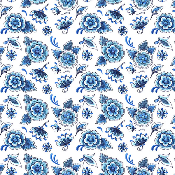 Perfectly Repeatable Delft Blue Flowers - Image 8