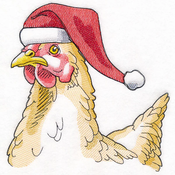 Plucky Christmas Chicken in Santa Hat
