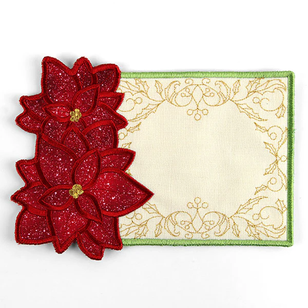 Poinsettias for Christmas Mug Rug (In-the-Hoop) - Image 4