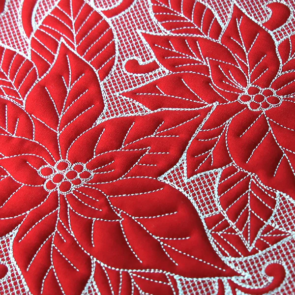 Poinsettias of Christmas Square (Trapunto) - Image 4