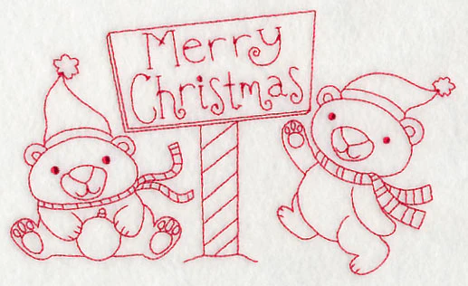 Polar Bear Merry Christmas (Redwork) - Image 3