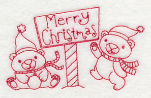 Polar Bear Merry Christmas (Redwork) - Image 4