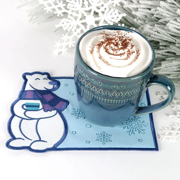 Polar Bear Mug Rug (In-the-Hoop)