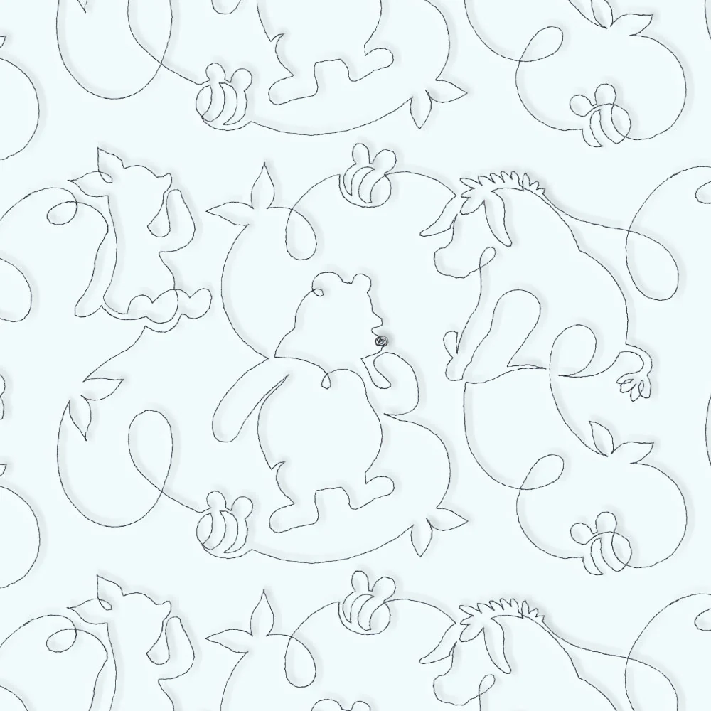 Pooh Bear with Friends Sketch (Edge-to-Edge Quilting) - Image 4