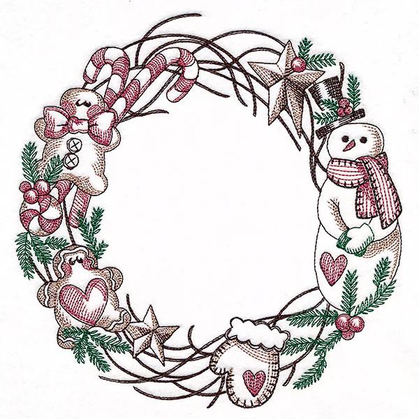 Primitive Christmas Notions Wreath - Image 10