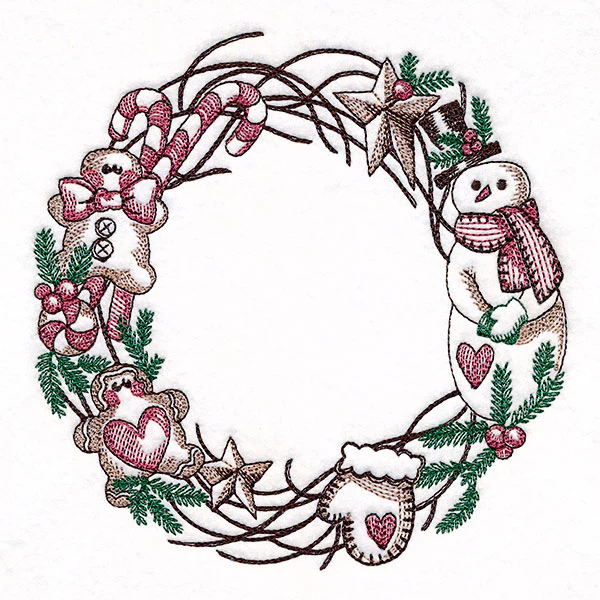 Primitive Christmas Notions Wreath - Image 5