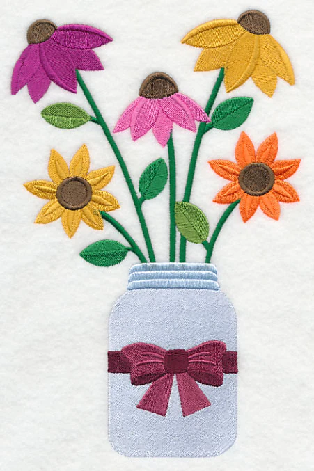 Primitive Coneflowers in Mason Jar