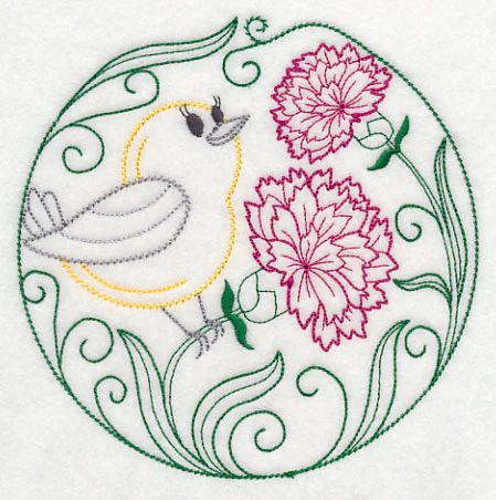 Prothonotary Warbler and Carnations (Vintage) - Image 3