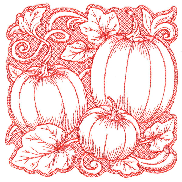 Pumpkin Patch in Autumn Square (Trapunto)