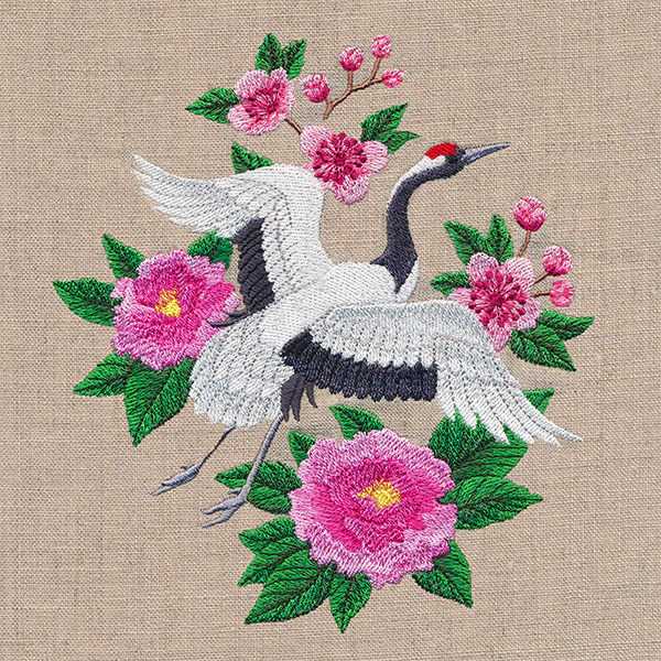Red Crowned Crane in Bloom - Image 2