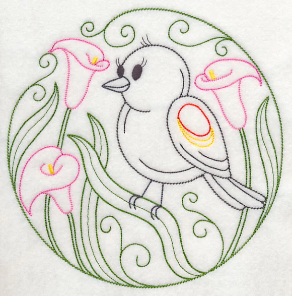 Red-winged Blackbird and Calla Lilies (Vintage) - Image 6