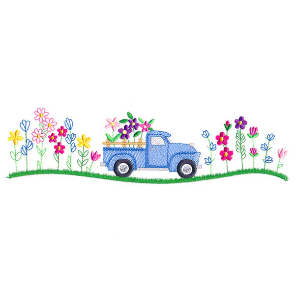 Retro Flower Truck Border - Image 6