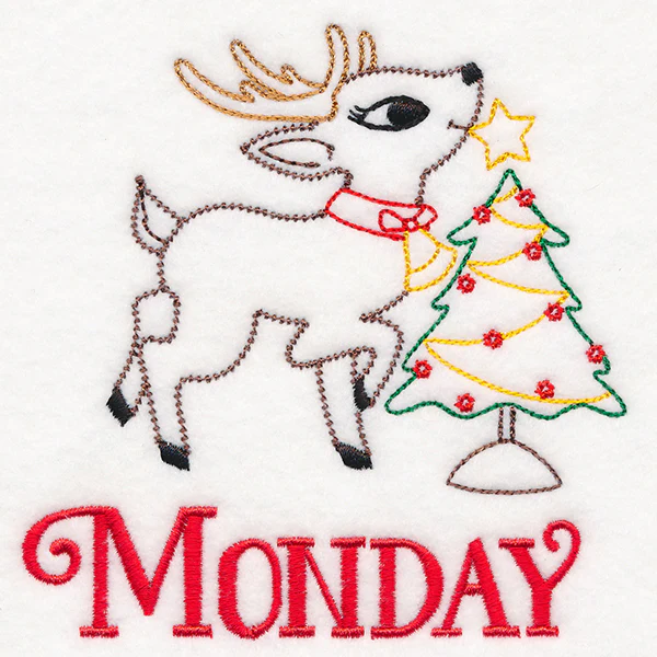 Retro Reindeer with Tree on Monday (Vintage) - Image 3