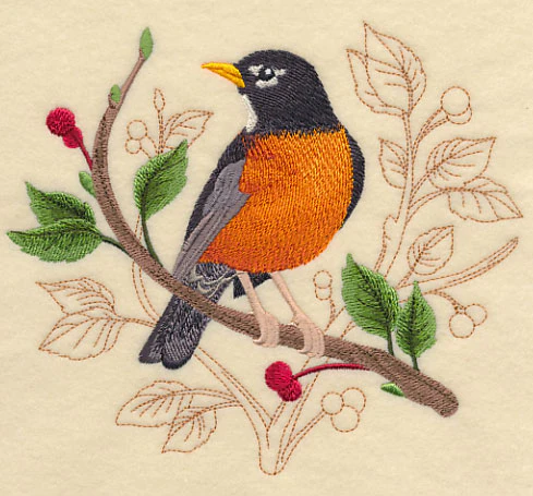 Robin with Delicate Branches - Image 2