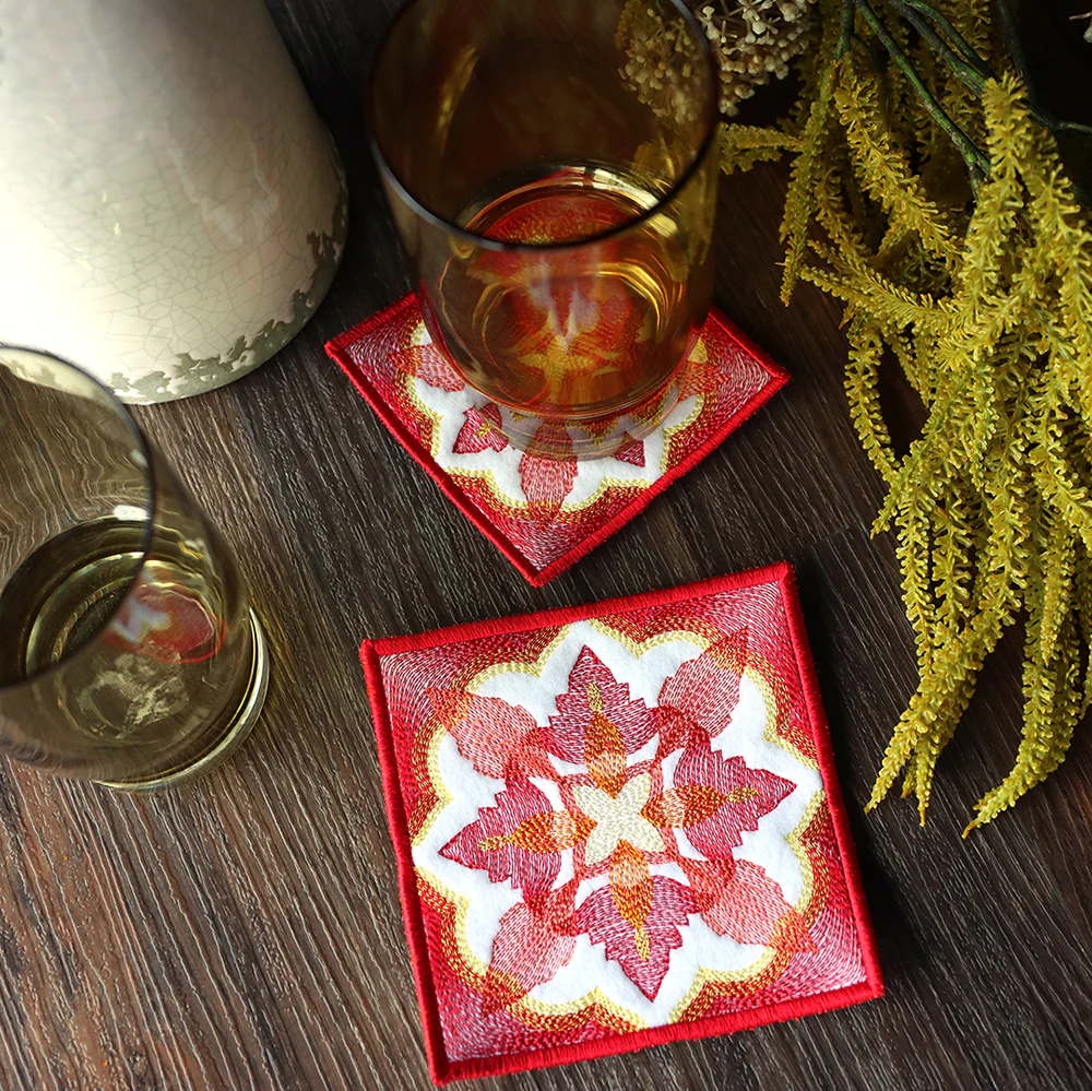 Rustic Color Theory Square Coaster (In-the-Hoop) - Image 2