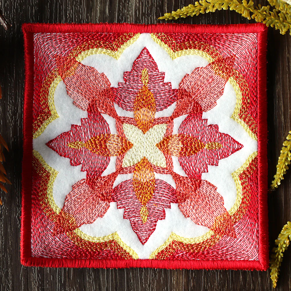 Rustic Color Theory Square Coaster (In-the-Hoop) - Image 4
