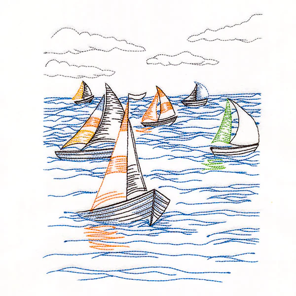 Sailboats in the Regatta Oceanside Etching Scene - Image 3