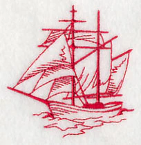 Sailing the Ocean Blue - Tall Ship 2 (Redwork) - Image 2