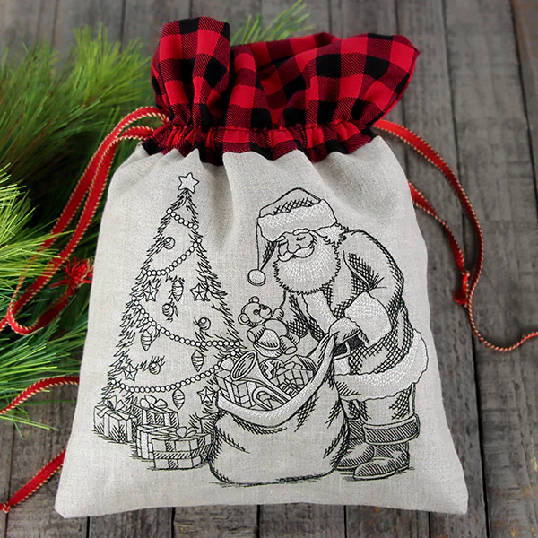 Santa Bringing Gifts Etching - Image 2