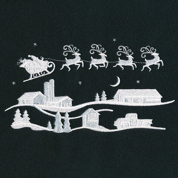 Santa's Flight Over a Snowy Village Scene (Whitework) - Image 5