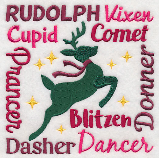 Santa's Nine Reindeer Square - Image 2