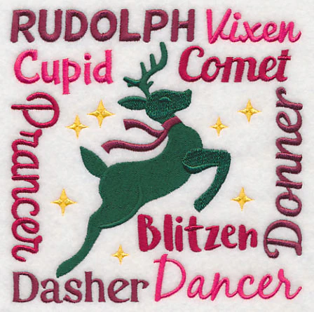 Santa's Nine Reindeer Square - Image 3