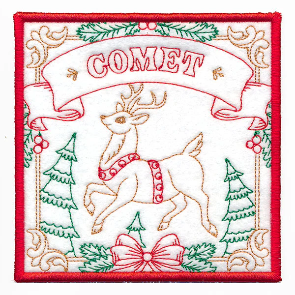 Santa's Reindeer Team Coaster - Comet (In-the-Hoop) - Image 5