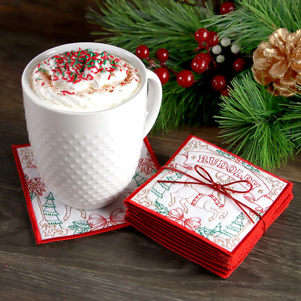 Santa's Reindeer Team Coaster - Dasher (In-the-Hoop) - Image 4