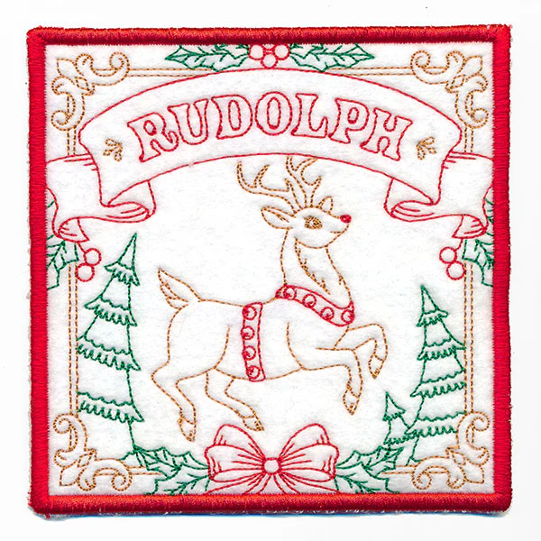 Santa's Reindeer Team Coaster - Rudolph (In-the-Hoop)