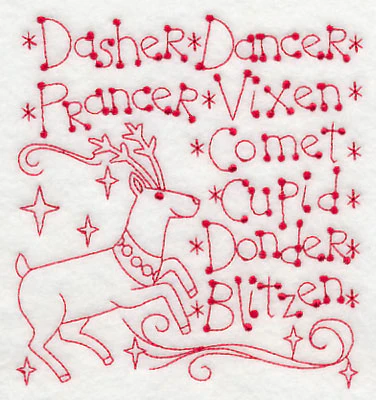 Santa's Team of Eight (Redwork) - Image 3