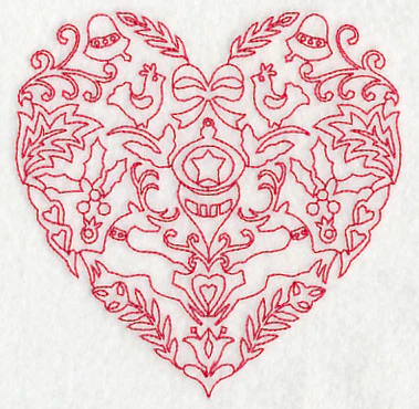 Scandinavian Christmas Heart (Redwork) - Image 4