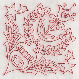 Scandinavian Christmas Ornament Corner (Redwork) - Image 2
